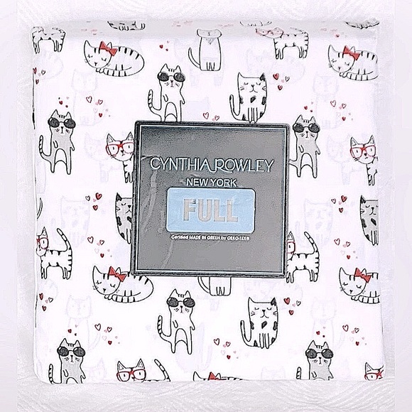 Cynthia Rowley Cats and Hearts Sheet Set - Full - Picture 5 of 5